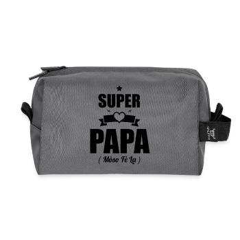 Super Papa Gift - Mòso Fè La T-shirt - Recycled Toiletry Zip Bag - anthracite - Front