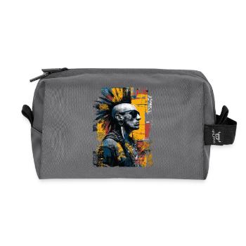 Portrait punk avec art urbain mohawk - Trousse de toilette en tissu recyclé - anthracite - Devant