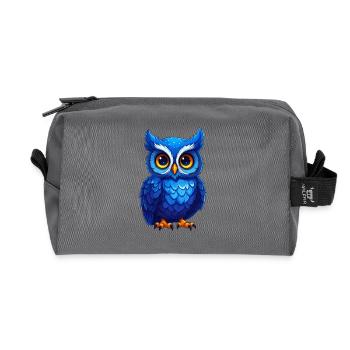 Niedliche blaue Eule - Recycelte Kulturtasche - Anthrazit - Vorne