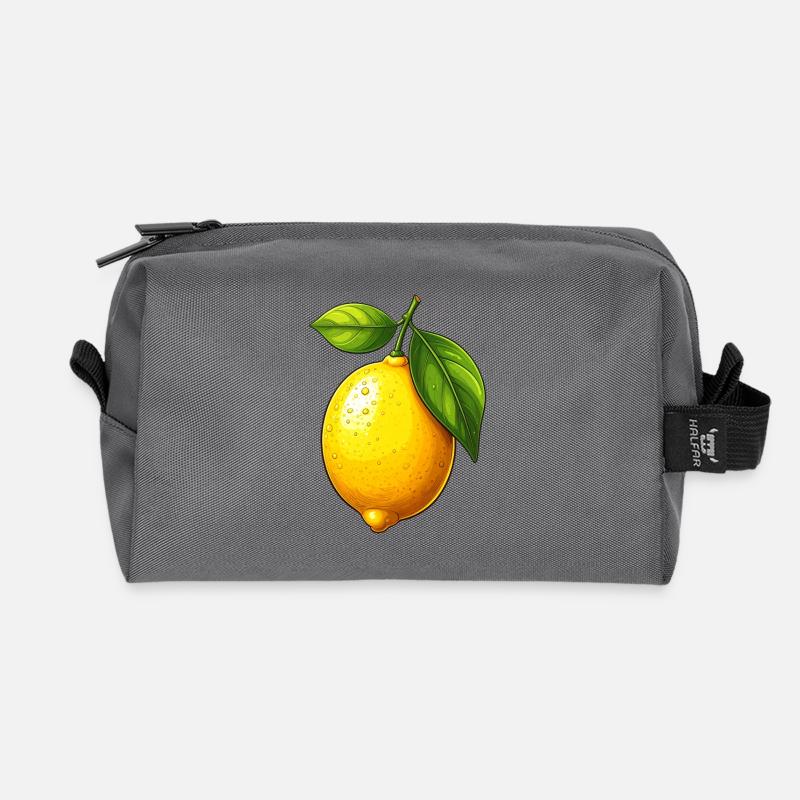 Zitrone - Recycelte Kulturtasche - Anthrazit
