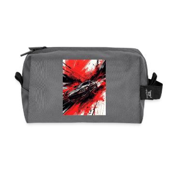 Japon Rouge Noir frénétique - Trousse de toilette en tissu recyclé - anthracite - Devant