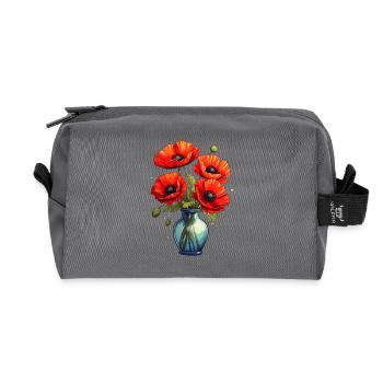 Vase mit Mohnblumen - Recycelte Kulturtasche - Anthrazit - Vorne