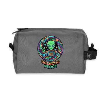Galactic Peace Greeting Alien Peace Sign - Recycled Toiletry Zip Bag - anthracite - Front