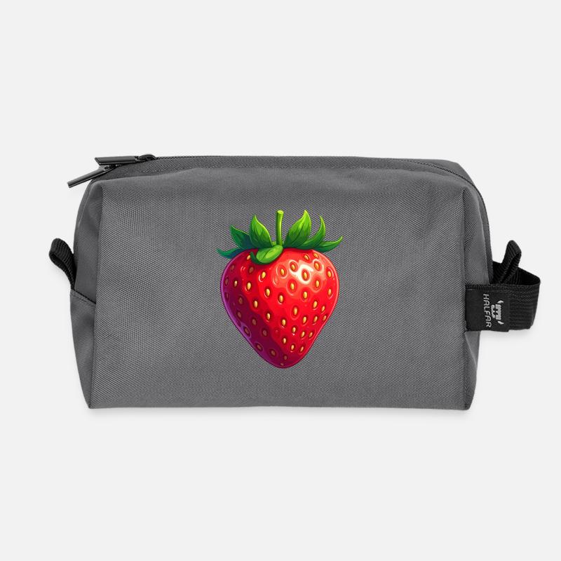 Strawberry - Recycled Toiletry Zip Bag - anthracite