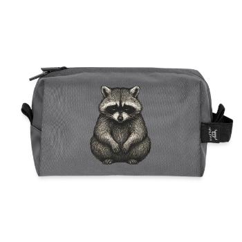 Shadow Raccoon Illustration - Recycled Toiletry Zip Bag - anthracite - Front