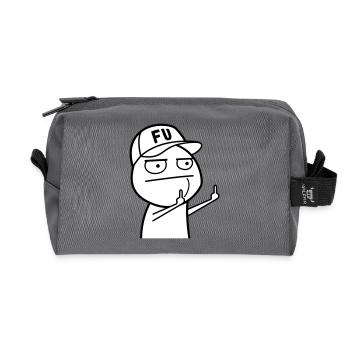FU Meme mit Basecap (Farben änderbar) - Recycelte Kulturtasche - Anthrazit - Vorne