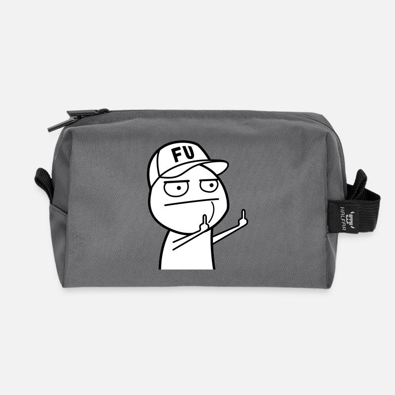 FU Meme with baseball cap (colors can be changed) - Recycled Toiletry Zip Bag - anthracite