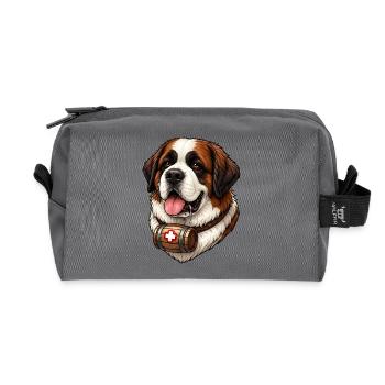 Cadeau de la chemise Saint-Bernard pour les amateurs de chiens - Trousse de toilette en tissu recyclé - anthracite - Devant