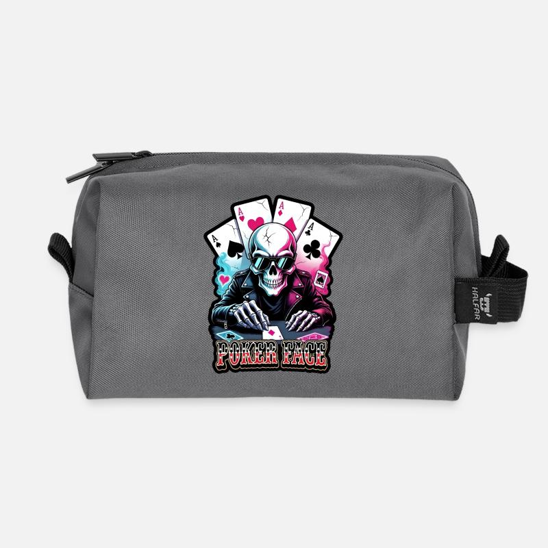 Poker Schädel Neon Look - Recycelte Kulturtasche - Anthrazit