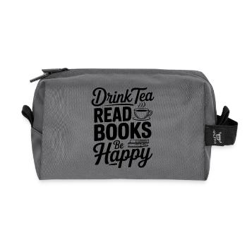 Tee trinken, Bücher lesen, glücklich sein. - Recycelte Kulturtasche - Anthrazit - Vorne