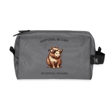 Capybara - Keep Cool, Be Capy - Design minimaliste - Trousse de toilette en tissu recyclé - anthracite - Devant