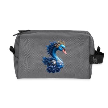Oiseau bleu royal avec couronne - Trousse de toilette en tissu recyclé - anthracite - Devant