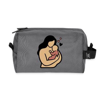 Mom Baby Hug Boho - Recycled Toiletry Zip Bag - anthracite - Front