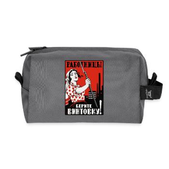 Worker with Rifle Poster - Recycled Toiletry Zip Bag - anthracite - Front