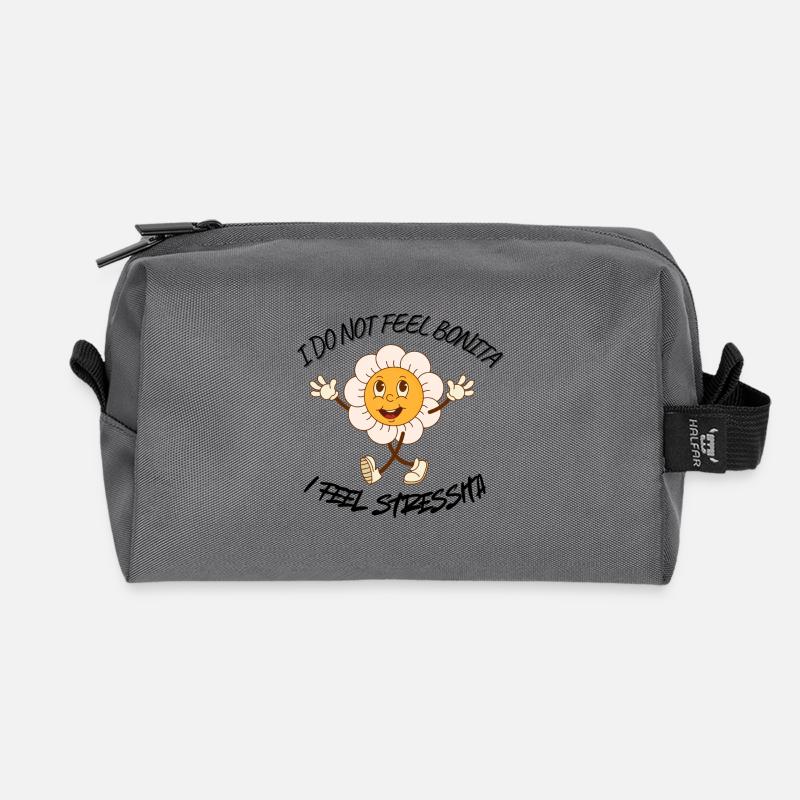 Fröhliche Blume Cartooncharme - Recycelte Kulturtasche - Anthrazit