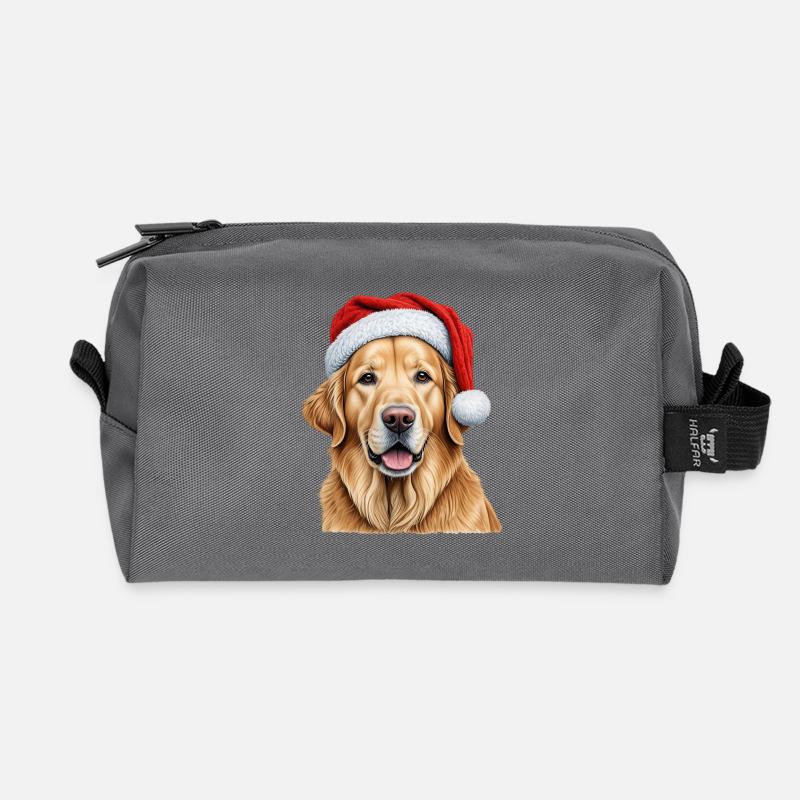 Weihnachts-Golden Retriever - Recycelte Kulturtasche - Anthrazit