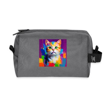 Peinture à l’huile Style Cat Portrait Design pour - Trousse de toilette en tissu recyclé - anthracite - Devant