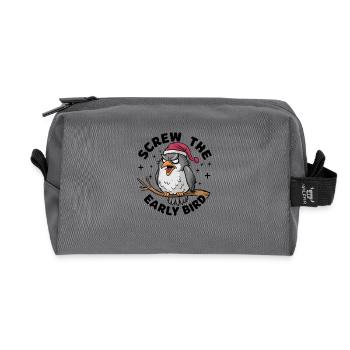 The early bird can take me - Recycled Toiletry Zip Bag - anthracite - Front