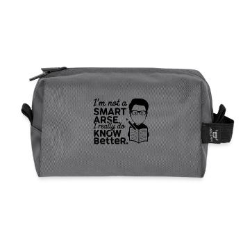 I'm not a smartass, I really know better - Recycled Toiletry Zip Bag - anthracite - Front
