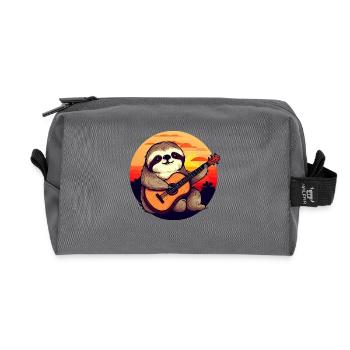 Lazy guitarist at sunset - Recycled Toiletry Zip Bag - anthracite - Front
