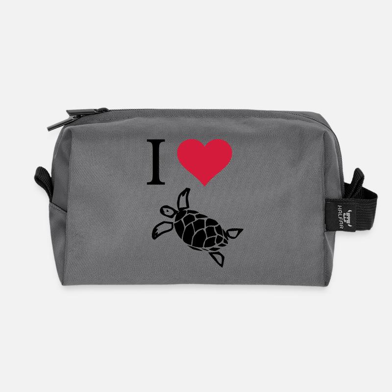 I love turtles - Recycled Toiletry Zip Bag - anthracite