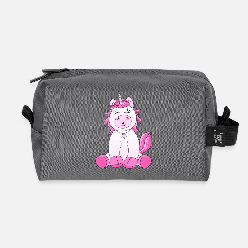 Einhorn Kussmund - Recycelte Kulturtasche - Anthrazit