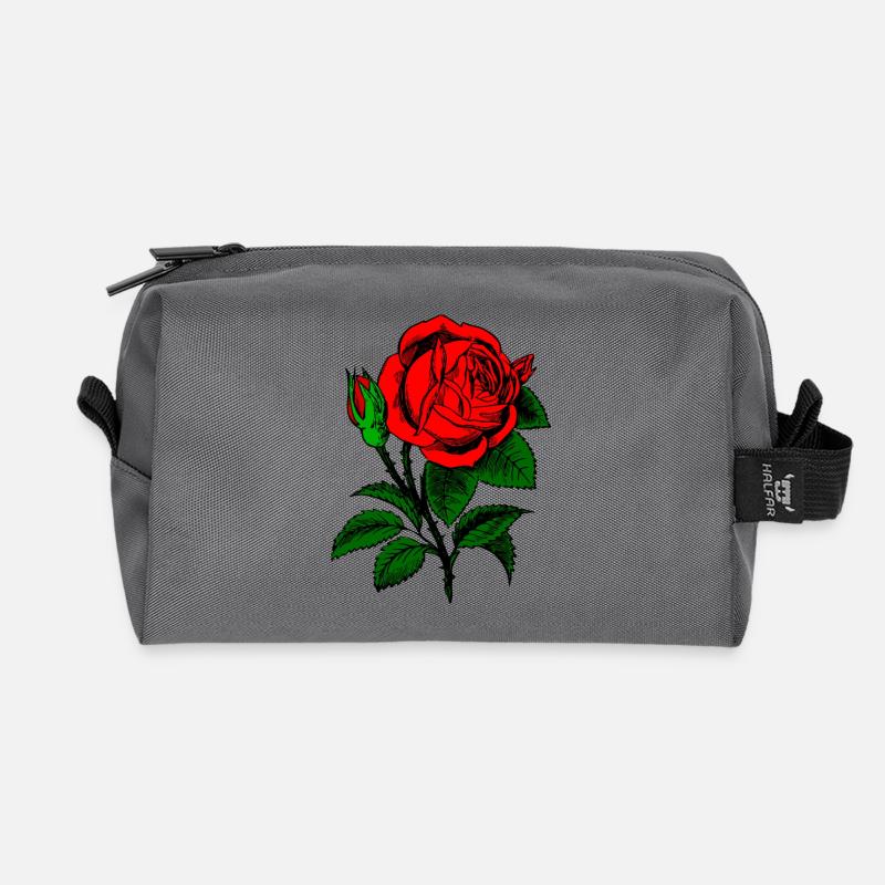 Red rose - Recycled Toiletry Zip Bag - anthracite