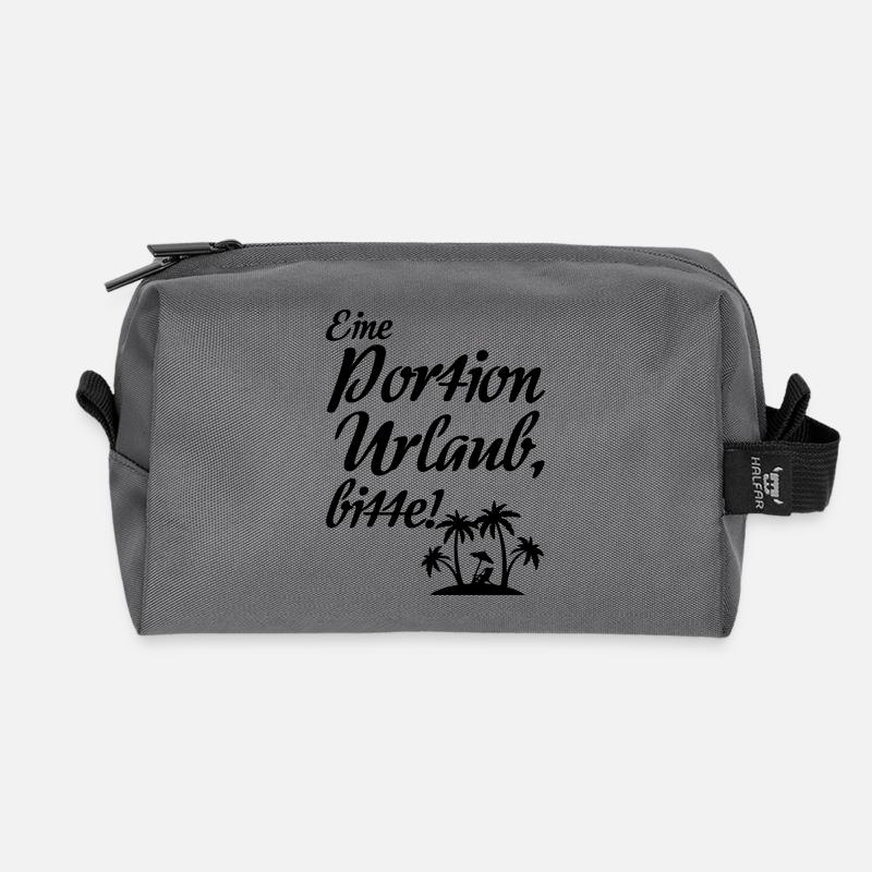 Portion Urlaub - Urlauber, Ferien, Geschenk Spruch - Recycelte Kulturtasche - Anthrazit
