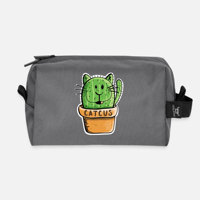 Catcus Cactus Gatto - Gatti - Cactus fumetti -Fun - Borsa da toilette in materiali riciclati - antracite