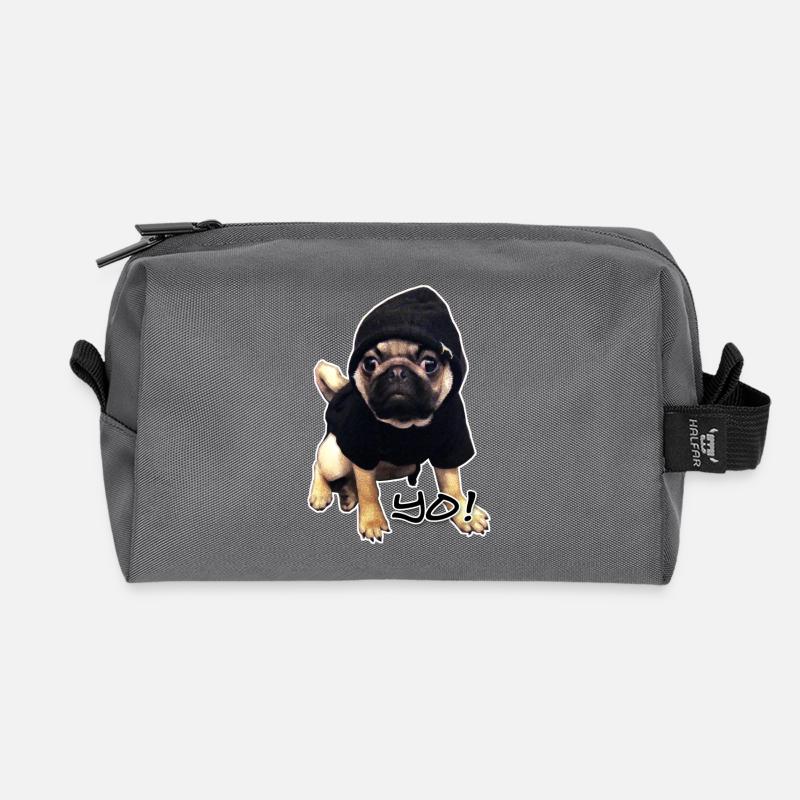 yo_mops_3 - Recycelte Kulturtasche - Anthrazit