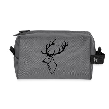 Deer head - Recycled Toiletry Zip Bag - anthracite - Front