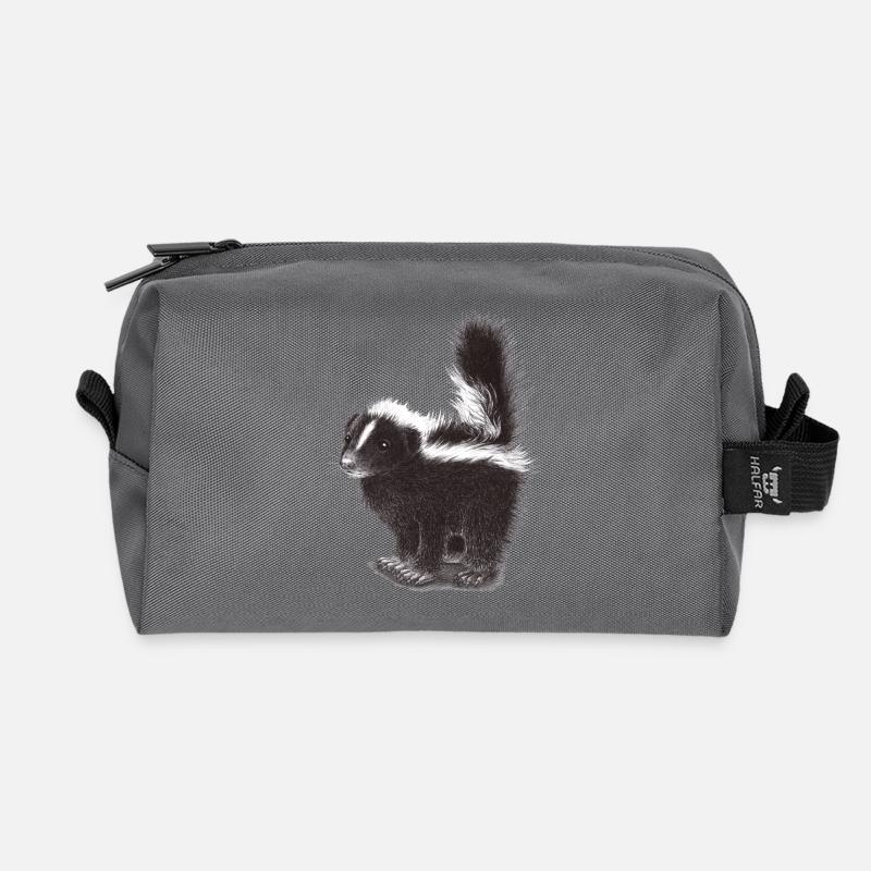 Cute cool skunk - Recycled Toiletry Zip Bag - anthracite