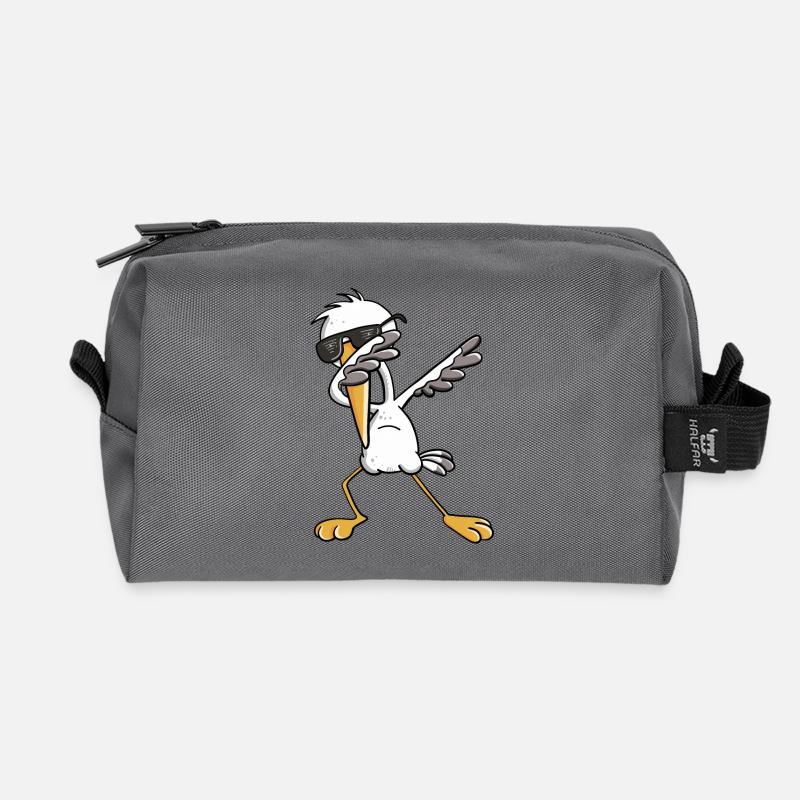Dab Storch I Schwangerschaft I Baby Geschenk - Recycelte Kulturtasche - Anthrazit