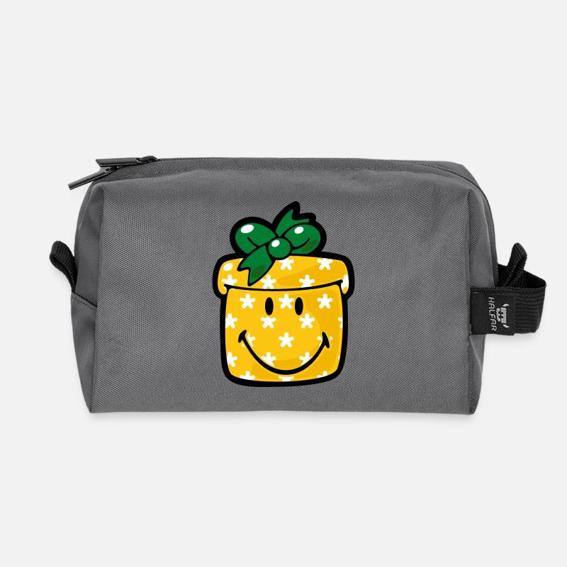 Smiley Christmas Present - Recycelte Kulturtasche - Anthrazit