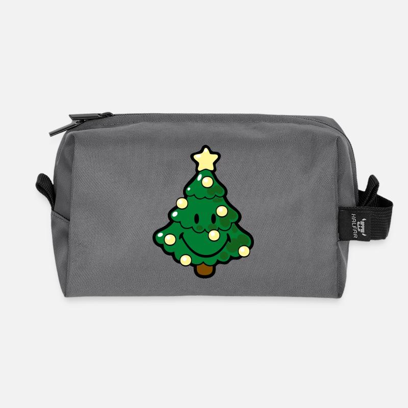 Smiley Christmas Tree - Recycelte Kulturtasche - Anthrazit