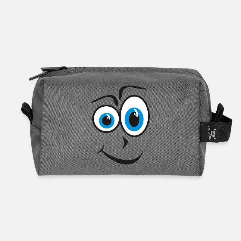 Curious Blue Eyes Face - Recycled Toiletry Zip Bag - anthracite