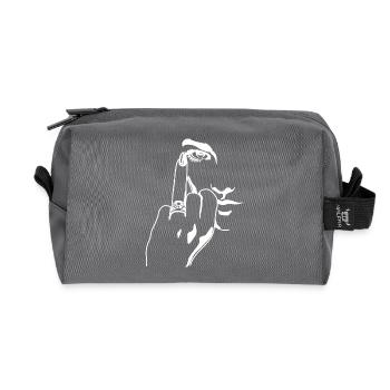 Funny Middle Finger Wedding Ring Engagement Gift - Recycled Toiletry Zip Bag - anthracite - Front