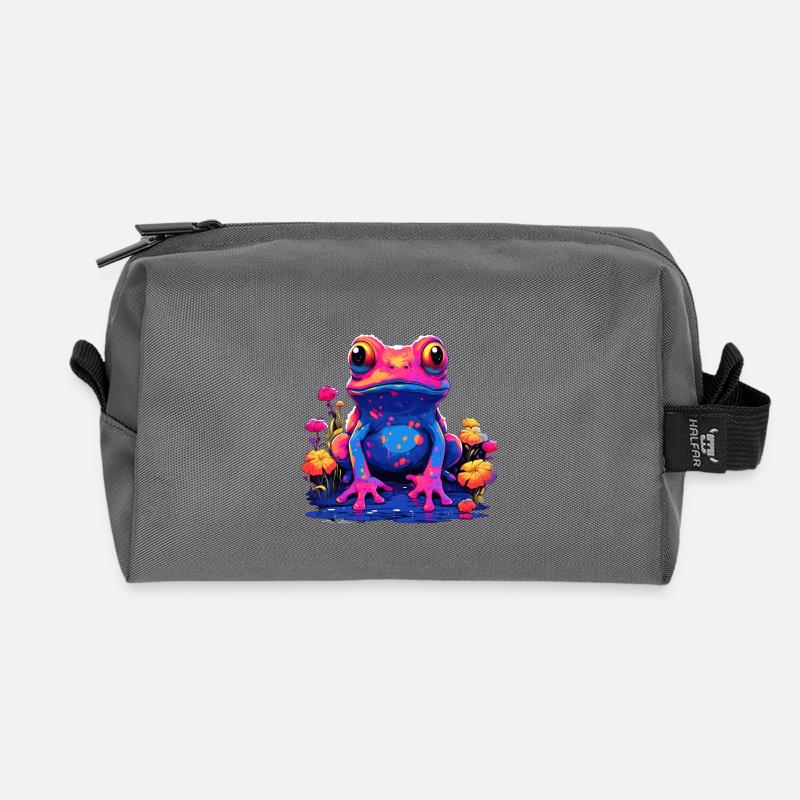 Frosch bunt farbig Tier Ampibie Lurch Teich - Recycelte Kulturtasche - Anthrazit