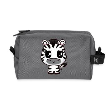 Süßes Kawaii Zebra, Charmantes Tierdesign - Recycelte Kulturtasche - Anthrazit - Vorne