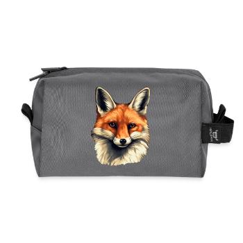 Portrait of a fox female male - Recycled Toiletry Zip Bag - anthracite - Front