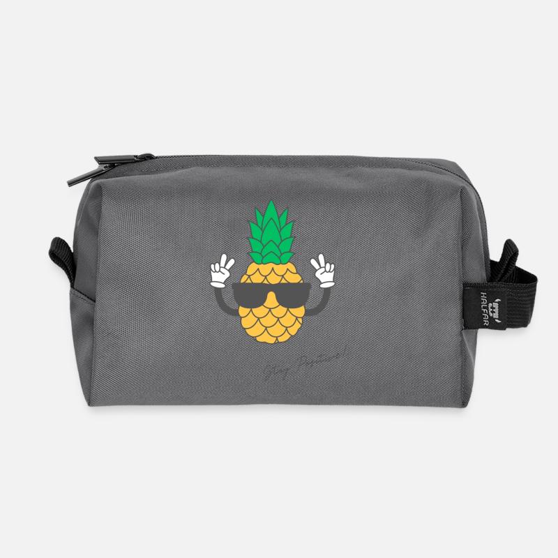 Pineapple "positive Vibes" - Recycelte Kulturtasche - Anthrazit