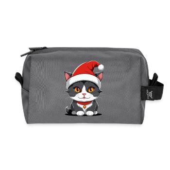 Chat Noël - Trousse de toilette en tissu recyclé - anthracite - Devant