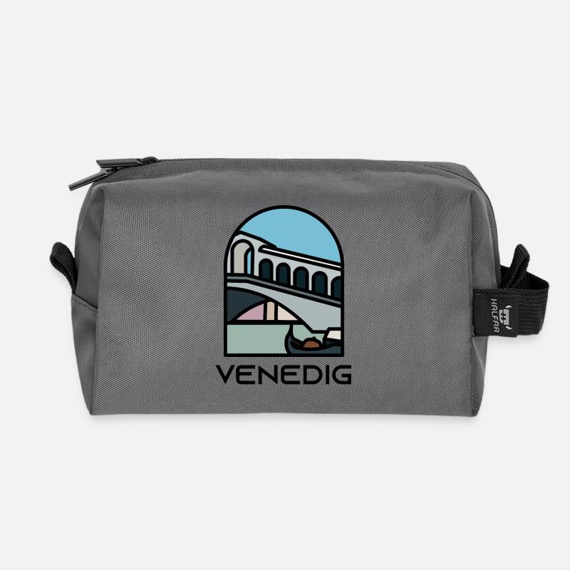 Venice - Rialto Bridge - Recycled Toiletry Zip Bag - anthracite