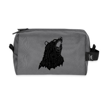 Angry Black Bear - Recycled Toiletry Zip Bag - anthracite - Front