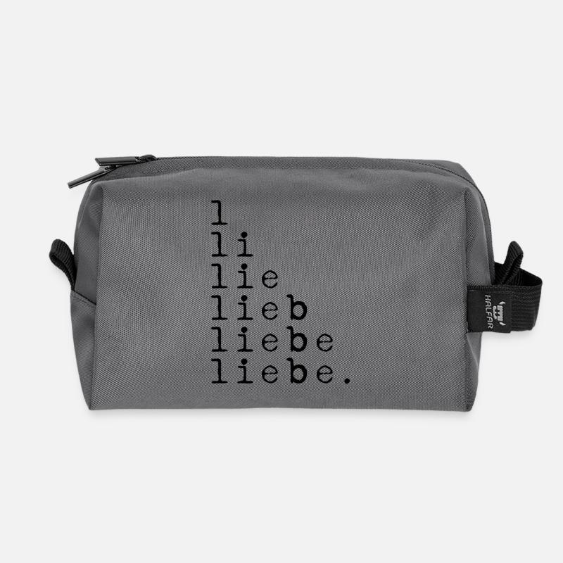 L LI LIE LIEB LIEBE LIEBE. Statement schwarz - Recycelte Kulturtasche - Anthrazit