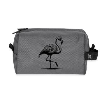 Hübscher Flamingo der auf einem Bein steht - Recycelte Kulturtasche - Anthrazit - Vorne