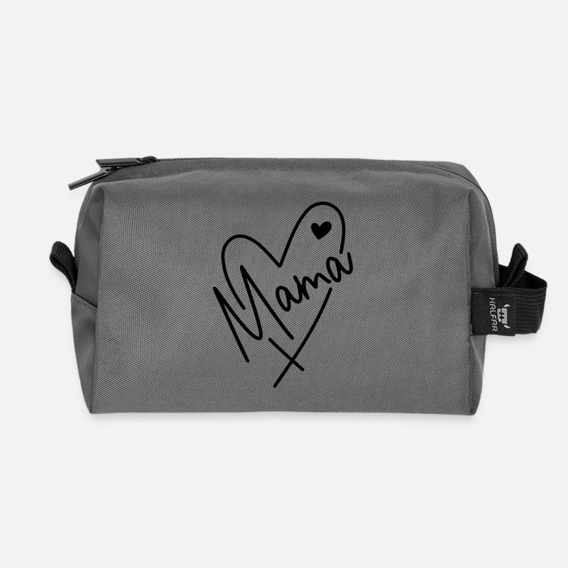 Mama Herz  - Recycelte Kulturtasche - Anthrazit