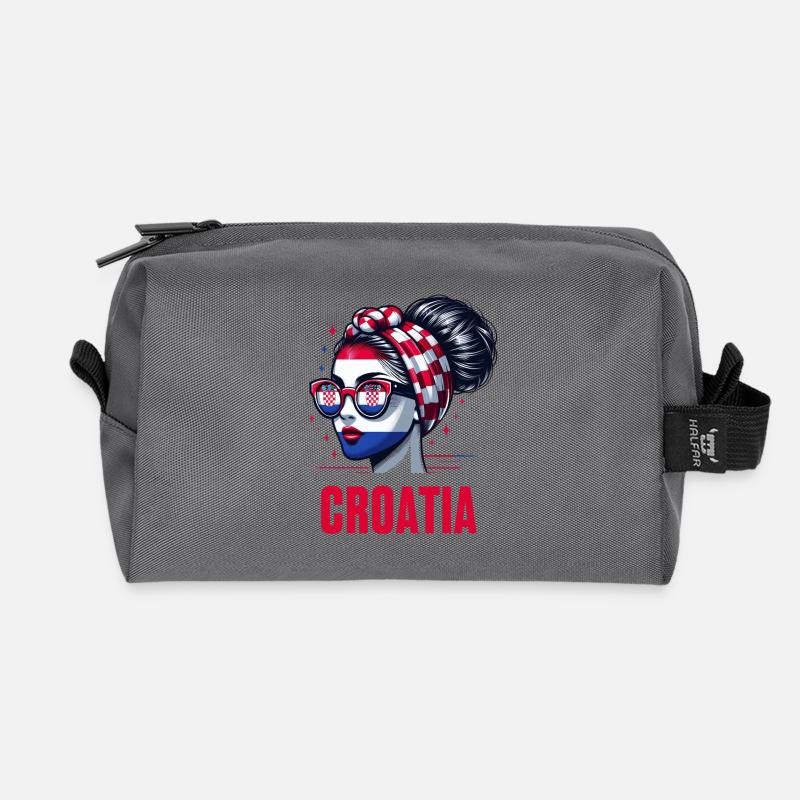 Stylisches Kroatien Girl: Retro Chic mit modernem Twist - Recycelte Kulturtasche - Anthrazit