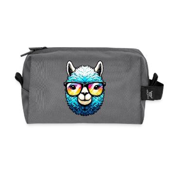 Alpaca with Sunglasses - Recycled Toiletry Zip Bag - anthracite - Front