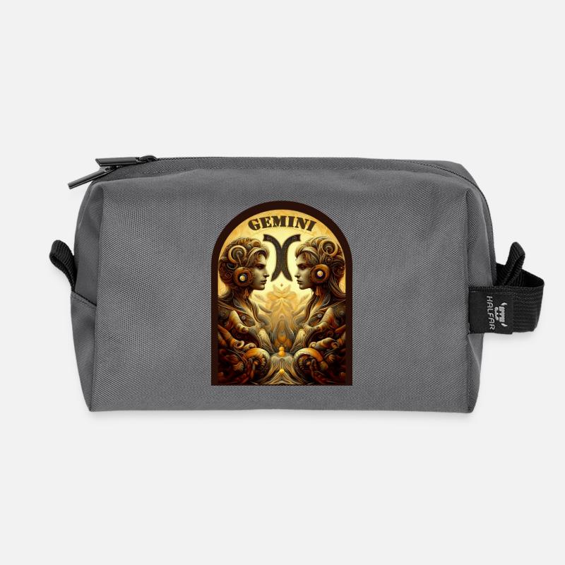 Zwillingszeichen Ornament - Sternzeichen Zwilling - Recycelte Kulturtasche - Anthrazit